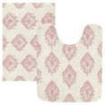 thumbnail image 3 of 2 Piece Soft Bathroom Rug Set Cream Vintage Pattern Bath Mat and U-Shaped Toilet Contour Rug (16"x24"+20"x24"), 3 of 9
