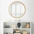 thumbnail image 5 of Kate and Laurel McLean Mid-Century Wood Framed Wall Mirror, 24 inch Diameter, Natural, Decorative Modern Round Mirror, 5 of 8