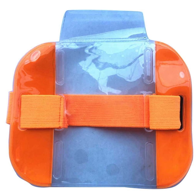 Wear-resistant Card Holder Dustproof Cards Sleeve Scratch Proof Transparent Elastic Adjustable Strap Clip Adjustable Elastic Storage Bag for Outdoor Orange
