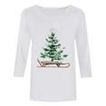 thumbnail image 5 of HOMBOM Womens Tops Christmas Crewneck Business White Snowflakes Fall 3/4 Sleeve Xmas Tee Shirts for Ladies, 5 of 5