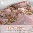 thumbnail image 4 of Elk Xmas Tree Bedding Duvet Cover Set Twin Size 4 Pieces Bells Garland Snowflakes Pink Background Bedding Set with Zipper Closure, 1 Comforter Cover 68x86 Inches 1 Flat Sheet & 2 Pillow Cases, 4 of 7