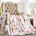 thumbnail image 4 of 1 Piece Light Pink Warm Cozy Halloween Cute Pumpkin Print Blanket, Ideal Modern Soft Flannel Decorative Bedspread Sofa Cover, 4 of 7