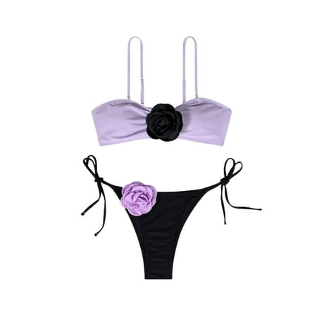 Divhosrg High Waisted Swimsuits for Women Sexy  Bikini Sets for Women with Cover Up  Womens Bathing Suits Plus Size  Womens Swimwear Bottoms  Light Purple Swimsuits for Women Plus Clearance M