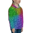 thumbnail image 3 of Uemuo Colorful Glitter Pattern Hooded Sweatshirt for Youth Pullover with Kangaroo Pocket Trendy youth sweatshirt Casual Hoodie for Boys and Girls-Small, 3 of 6