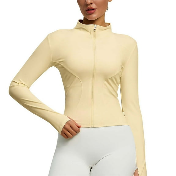 Posijego Womens Yoga Tops Athletic Slim Jacket Stand Collar Zipper Long Sleeve Running Workout Shirts