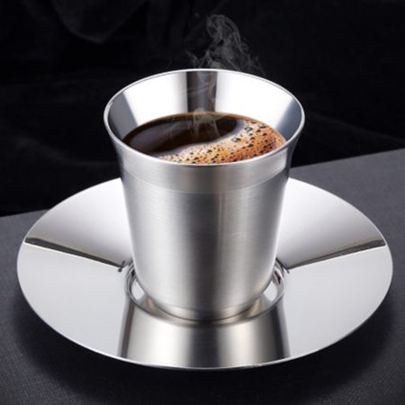 

GROFRY 160ml/80ml Mug Double Wall Anti-scald Easy Cleaning Stainless Steel Coffee Cup for Cafe