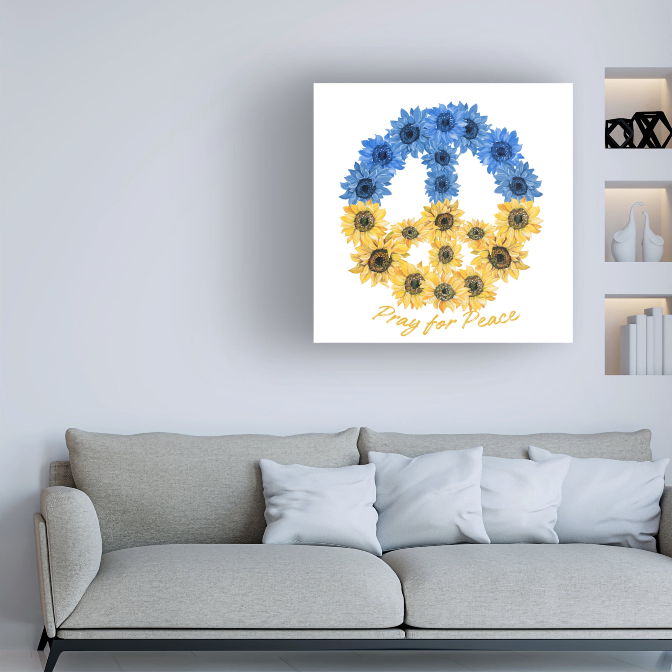 Canvas Wall Art - Jean Plout 'Pray for Peace' Wall Art for Living Room, Bedroom, or Office Décor by Trademark Fine Art - 35 x 35 Inches