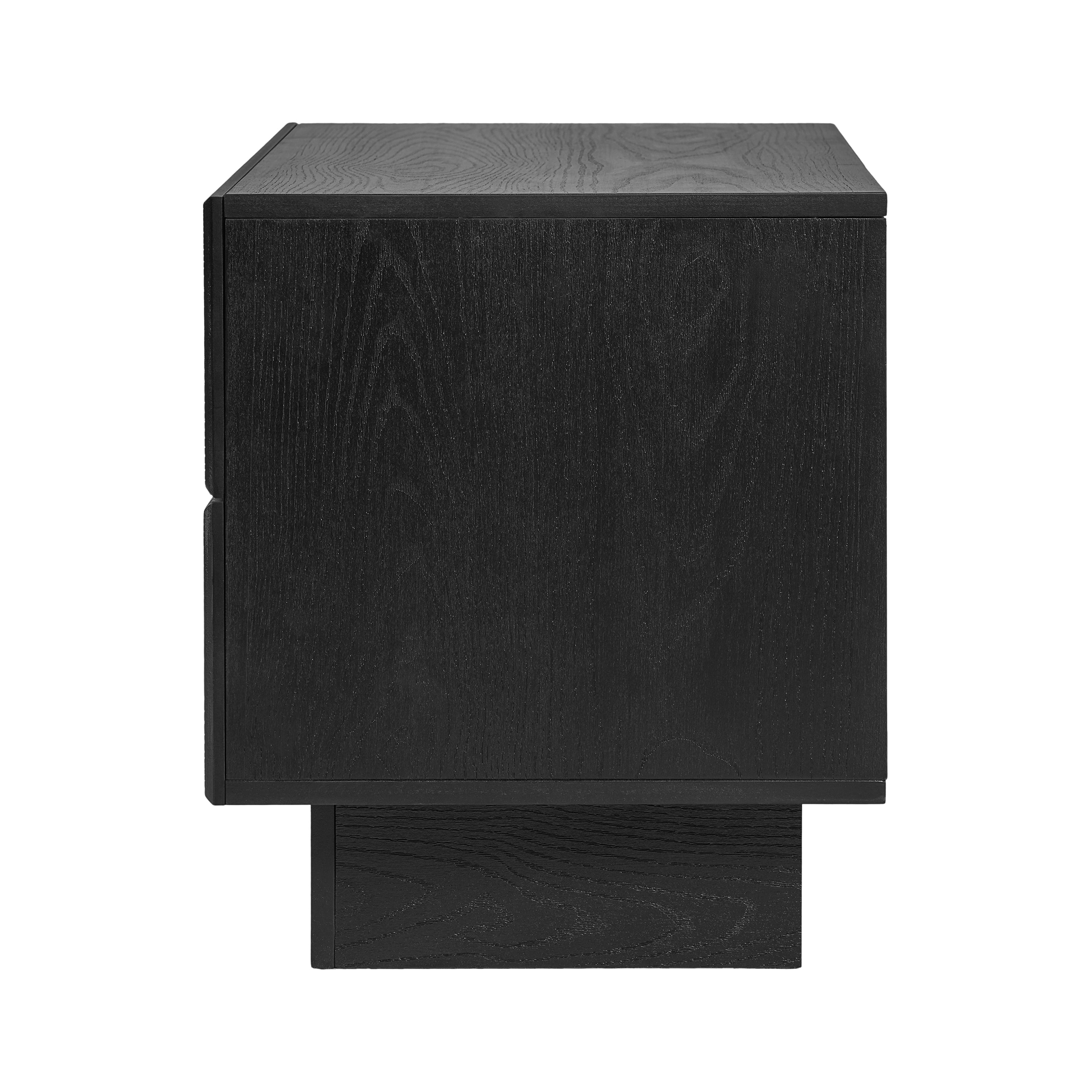 Euroco Mid-Century Nightstand with 2 Drawers, 24" Wide Bed Side Table with Fluted Pedestal,Wood Storage End Table Dresser for Bedroom,Living Room,Black