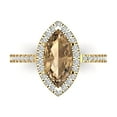 thumbnail image 2 of 2.38ct marquise cut champagne Zircon 18k yellow gold halo Bridal Wedding Engagement Promise Anniversary Ring for Women size 7.25, 2 of 7