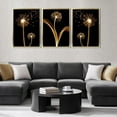 thumbnail image 3 of Hieng 3 Pcs Abstract Golden Dandelion Wall Art black gold Plant Pictures Paintings Artwork Modern minimalist dandelion wall decor prints for Living room bedroom office decoration Unframed, 3 of 6