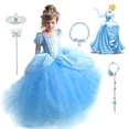 thumbnail image 2 of Disney disfraz de Cenicienta para niña, traje de princesa para fiesta de Halloween, Navidad, cumpleaños, boda, JYF, 2 of 4