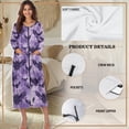 thumbnail image 6 of Xoenoiee Purple Bat Paint Splatter Print Women's Long House Dress Zipper Loungewear Halloween Long Sleeve Zip Up Robes Full Length Sleepwear Nightgown with Pockets, Size S, 6 of 7