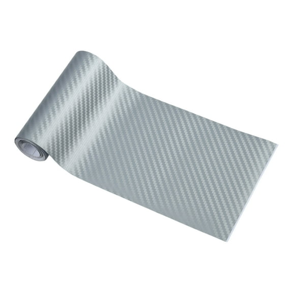 Unique Bargains Silver Tone Carbon Fiber Pattern Protective Car Wrap Film 0.3ft x 5ft Exterior Interior Vinyl Wrap Cover 5.5mil 1 Pc Universal