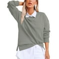 thumbnail image 5 of XPMWRP Women's Oversized Crewneck Solid Color Sweatshirt Side Slit Long Sleeve Casual Pullover Tops Winter Warm Soft Loose Clothes Gray XXL, 5 of 9