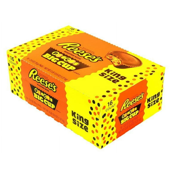 REESE'S PIECES Big Cup Peanut Butter Cups, King Size (Pack of 16)