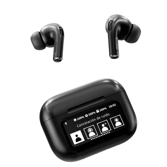 Smart Pantalla Audífonos Anc Bluetooth 5.4 Tws Auriculares negro