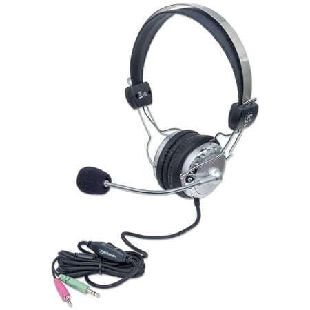 UPC: 0766623175517 | Manhattan Stereo Headset – 3.5 mm Audio Connector – Flexible Boom Microphone – In-line Volume Control