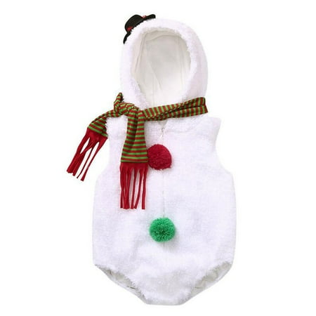

EHTMSAK Newborn Infant Baby Toddler Scarf Clothes Hooded Romper for Girl Boy Cotton Fleece Sleeveless Jumpsuit White 0-24M 80
