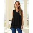 thumbnail image 4 of DARING DIVA Women's Chiffon V Neck Sleeveless Double Layer Tank Top XL Black, 4 of 8