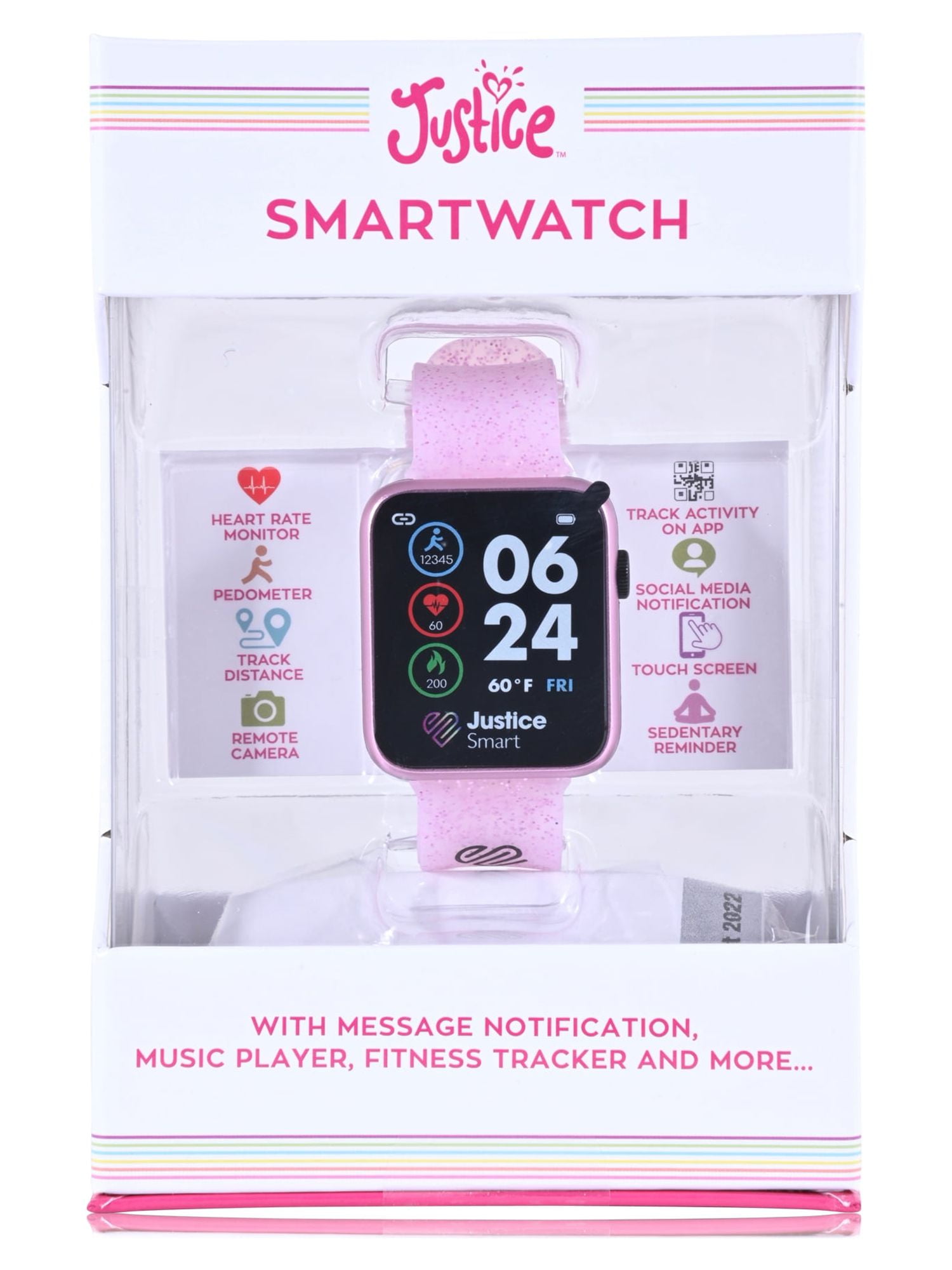 Justice Unisex Tween Smart Watch with Silicone Strap with