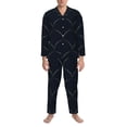 thumbnail image 3 of Yiaed Black Fish scales Print Men’s Pajamas Set - Long Sleeve Button Down Sleep Shirt and Pajama Bottoms Sleepwear Set Mens Pjs Sets Men's Pajama Bottoms-Medium, 3 of 7