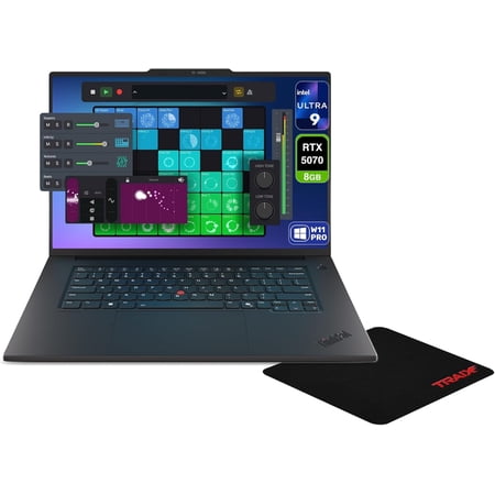 Lenovo ThinkPad T1g Gen 8 Laptop, Intel Ultra 9-285H, 32 GB LPDDR5X RAM, 2 TB PCIe SSD, 16" WQUXGA (3840x2400) Display, Nvidia G-Force RTX 5070, Backlit Keyboard, W11 Pro, Black+Traix Mousepad