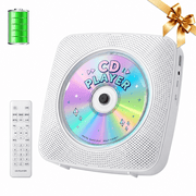 Kegaudio CD Players for Home Rechargeable Desktop Wall Mount Portable CD Player with Bluetooth FM Radio Built in Speaker, White