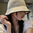 thumbnail image 3 of SikaFu Knitted Bucket Hat Women Spring Summer Hollow Breathable Sunshade Fisherman Hats Versatile Straw Holiday Foldable Sun Cap, 3 of 6