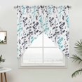 thumbnail image 2 of Swag Valance Curtains for Windows, Aqua Grey Botanical Light Filtering Kitchen Curtains with Rod Pocket, Watercolor Spring Floral Summer Leaf Window Treatment Valances for Living Room, 36x63 - 2 PCS, 2 of 9