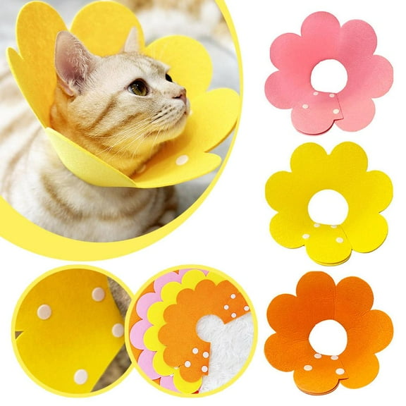 FurNest Pet Dog Cat Flower Collar Felt Soft Cone Anti Bite Adjustable A3 E-Col