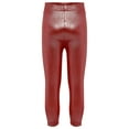 thumbnail image 2 of Miutii Girls Metallic Leggings Ribbed Dance Pants with Elastic Waistband for Jazz Hip-Hop Performance Practice Red 2-3, 2 of 3
