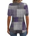 thumbnail image 5 of IYYVV Womens Puff Short Sleeve Tunic Tops Pleated Crew Neck Blouses Dressy Casual Loose Fit Spring And Summer T Shirts Purple 2XL, 5 of 6