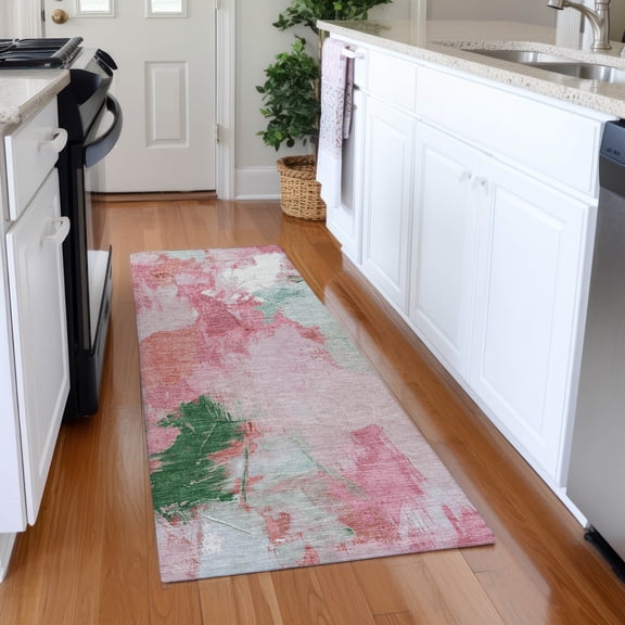 Addison Rugs Chantille Indoor/Outdoor Transitional Abstract Blush Machine Washable Runner Rug, 2'3" x 7'6"