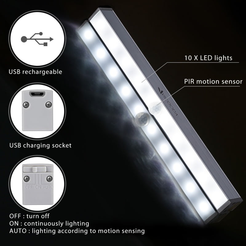 Upgraded 138 LED Closet Light 3-Color Motion Sensor Wireless USB Rechargeable