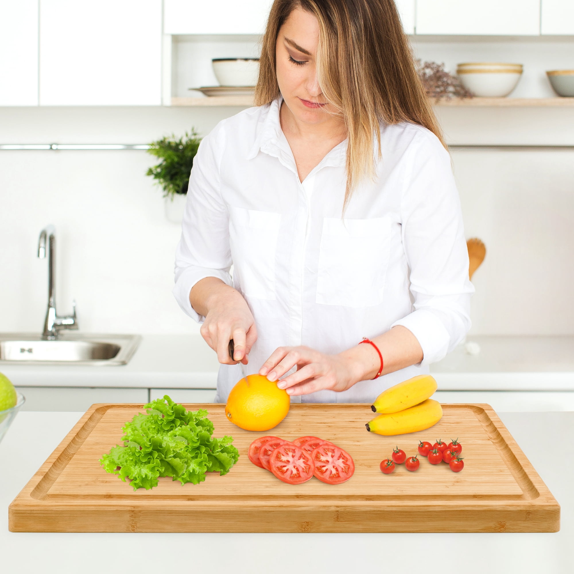 Utoplike Extra Large Bamboo Cutting Board 24" x16", XXXL Wooden Butcher Block for Turkey, Meat, Vegetables, BBQ, Chopping Board with Handle and Juice Groove