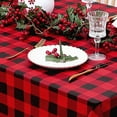 thumbnail image 6 of Rectangle Waterproof Vinyl Table Cloth, Buffalo Flannel Backed Tablecloth, Wipeable Plastic Table Cover for Christmas (60" x 120", Red and Black), 6 of 6