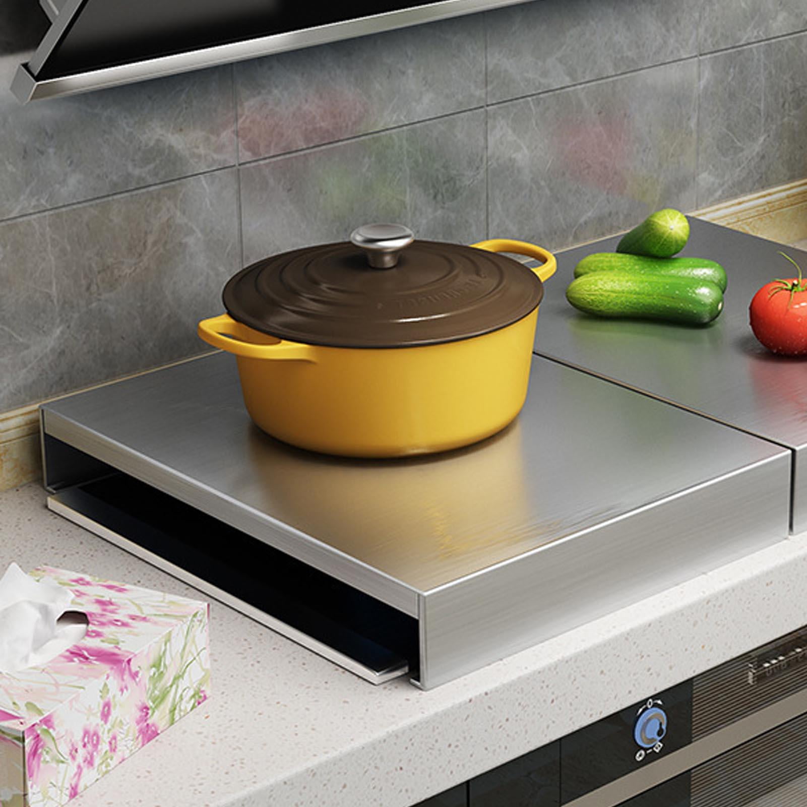 Yajisi 110LBS Stainless Steel Stove Top Cover, Heavy-Duty Gas & Induction Cooktop Protector with Extra Workspace, 18.11 x 12.20 x 2.36 Inches