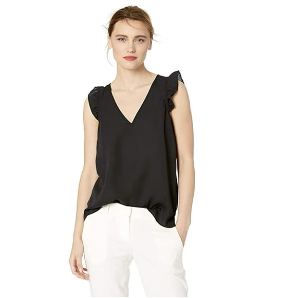 J.Crew Mercantile Women's Sleeveless Ruffle Top (00, Black)