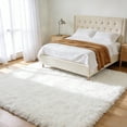 thumbnail image 6 of LUOVEN Soft Fluffy Shag Area Rug, 4*6 Indoor Plush Carpet for Living Room Bedroom Home Decor, White, 6 of 7