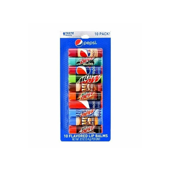 Taste Beauty Pepsi 10 bálsamos labiales con sabor (paquete de 1)