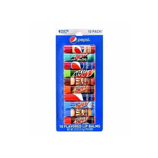 Taste Beauty Pepsi 10 bálsamos labiales con sabor (paquete de 1)