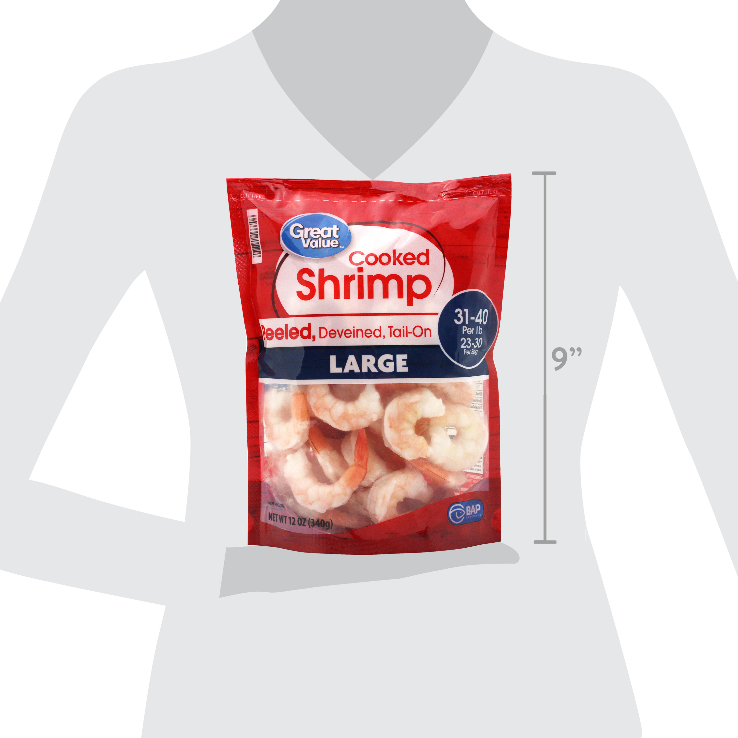 Great Value Frozen Cooked Large Peeled Deveined Tail On Shrimp 12 Oz