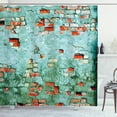thumbnail image 1 of Ambesonne Teal Shower Curtain, Brick Wall Old Wrecked, 69"Wx75"L, Red Teal, 1 of 3