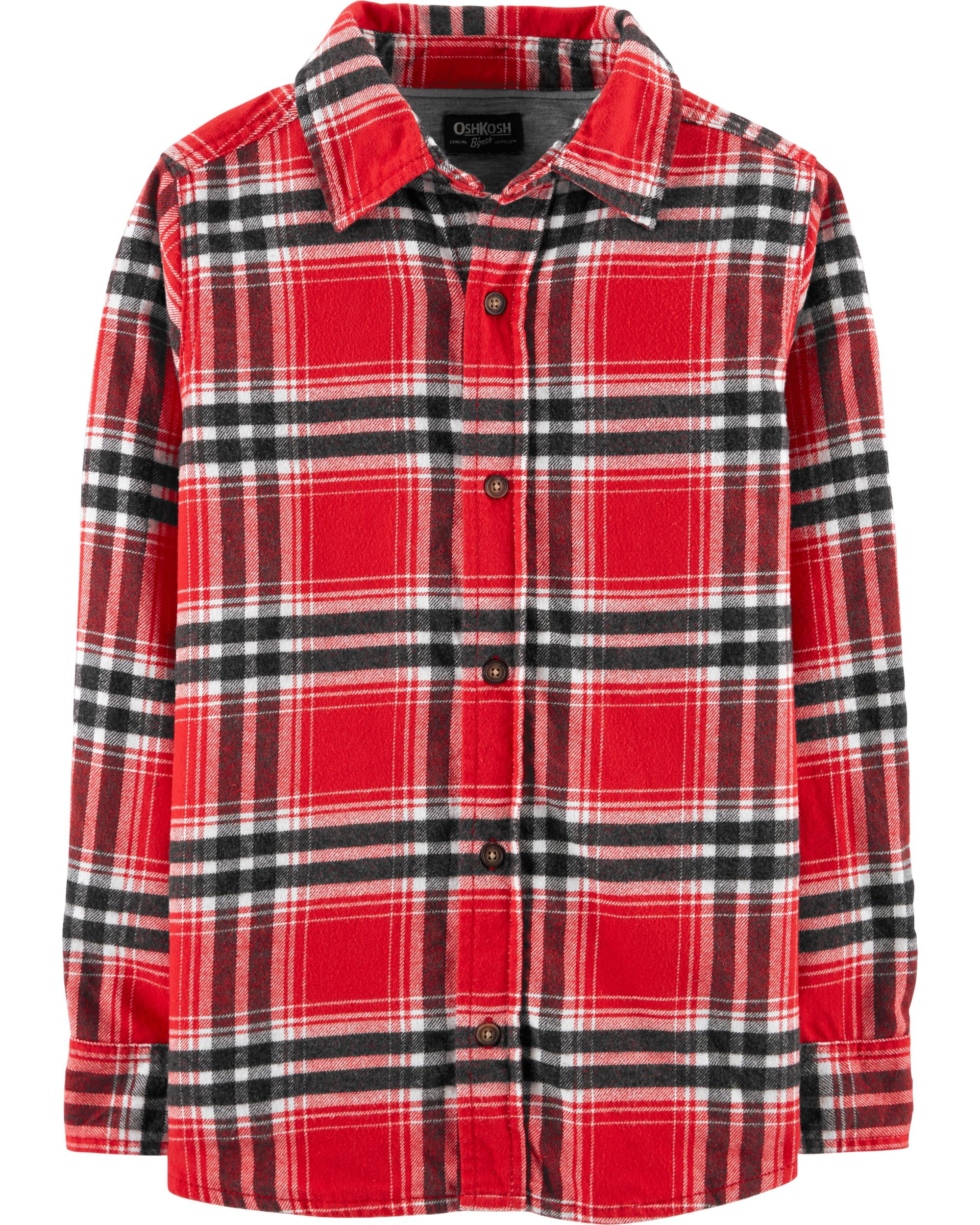 Oshkosh Boys' Button-Front Flannel Long sleeves Winter Shirt ...