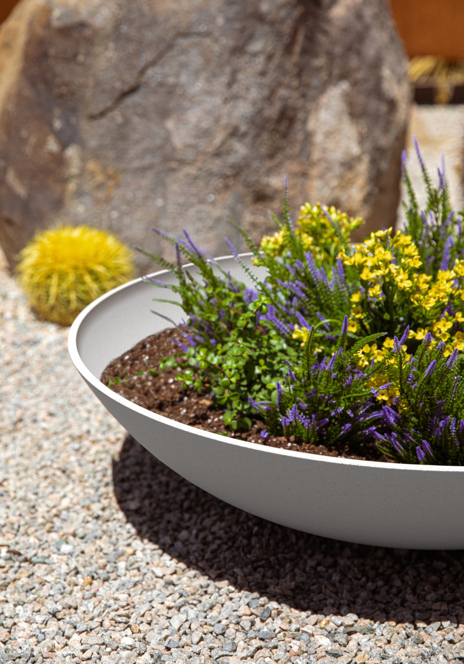 Veradek Mason Series Lane Bowl 32" Plastic-Stone Planter - White