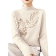 thumbnail image 6 of Women's Turtleneck Mock Neck Sweater Long Sleeve Casual Dressy Knit, Fall Winter Trendy Pullover Top White S, 6 of 7