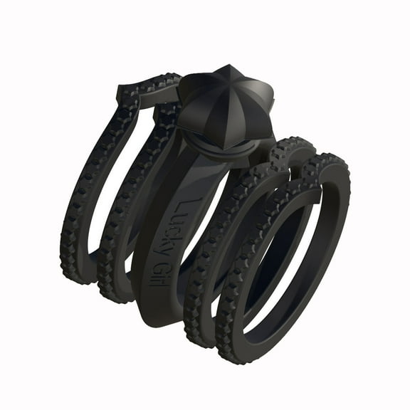 5pcs Black Silicone Ring for Women Rubber Ring Wedding Ring Sets for Women Engagement