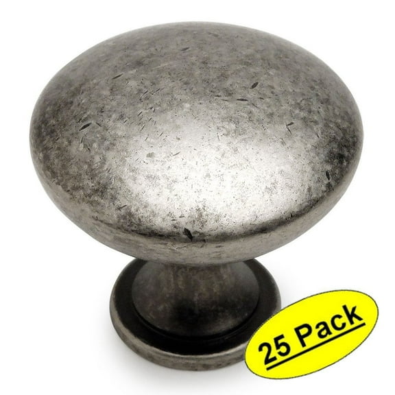Cosmas 5305WN Weathered Nickel Traditional Round Solid Cabinet Hardware Knob - 1-1/4" Diameter - 25 Pack