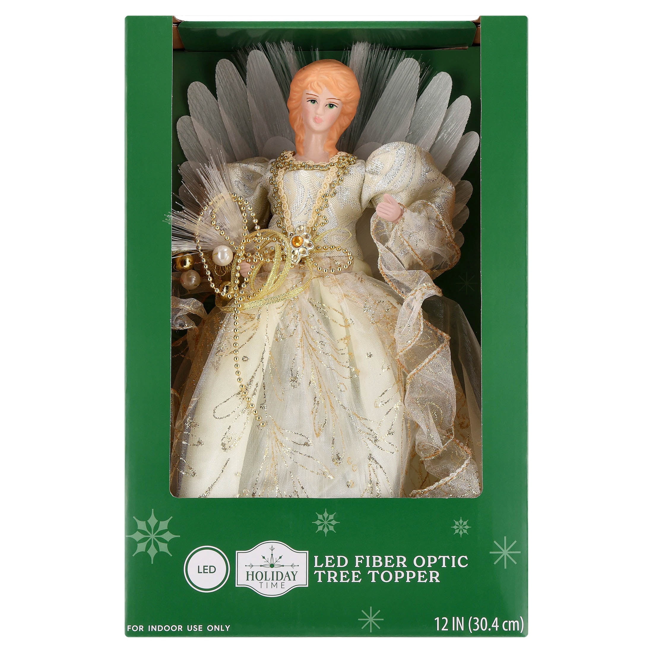 LED Fiber Optic Angel Christmas Tree Topper, Gold, 12", by Holiday Time