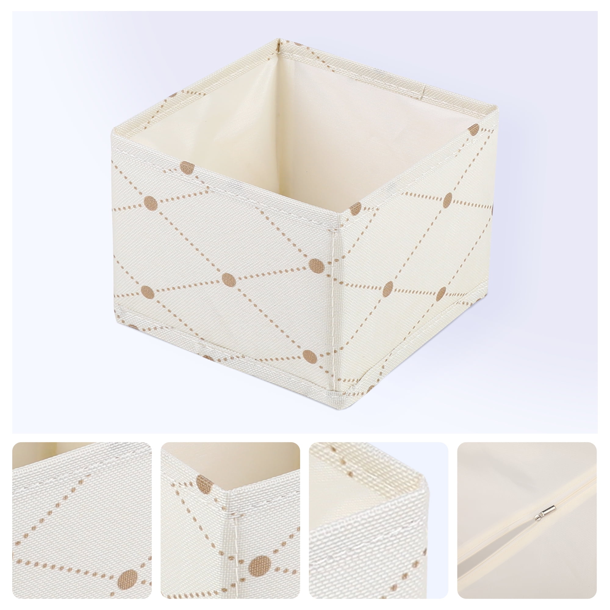 Unique Bargains 3 Pcs Collapsible Storage Cube for Closet Organizers Beige 5.5"x5.5"x4.7"